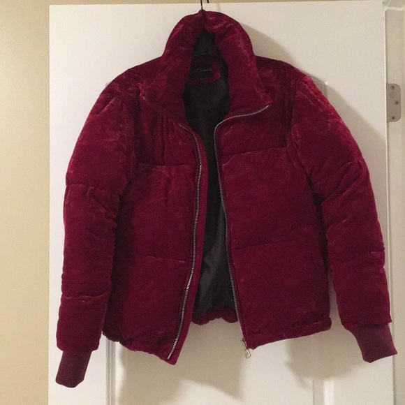 Burgundy Velvet Express puffy Jacket - Picture 2 of 5